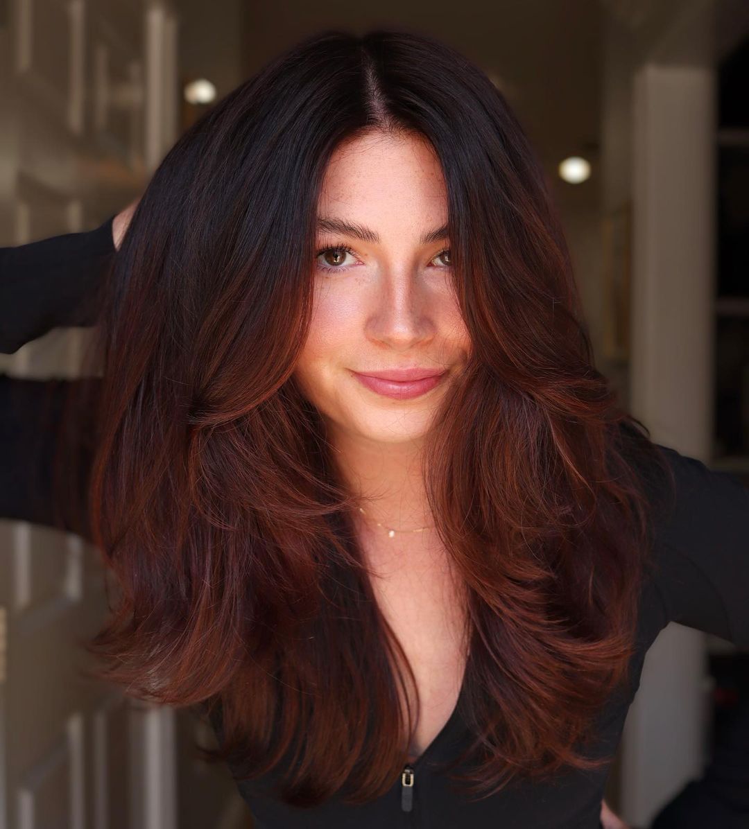 Dark Hair Red Copper Balayage