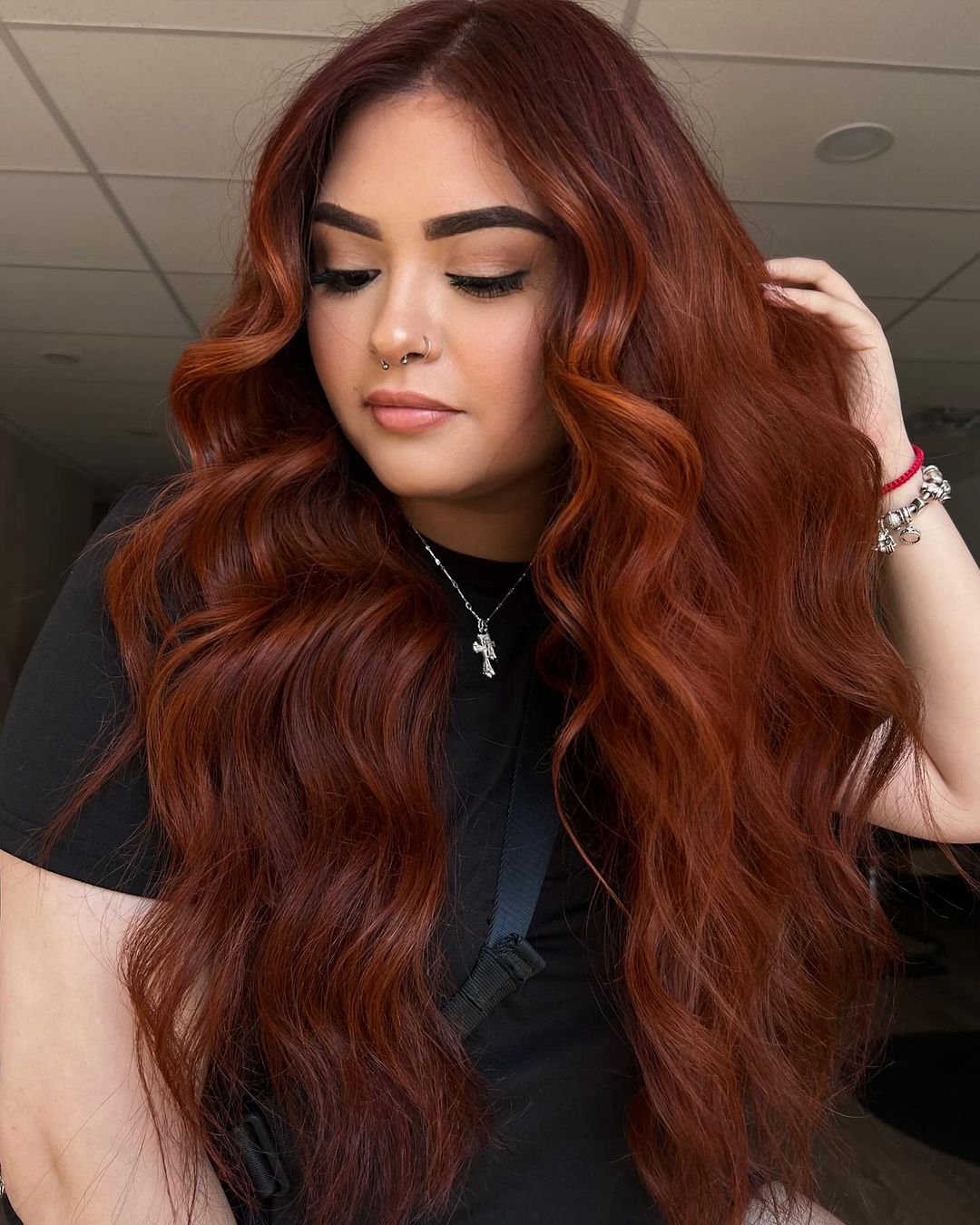 Reddish Copper Balayage for Light Skin