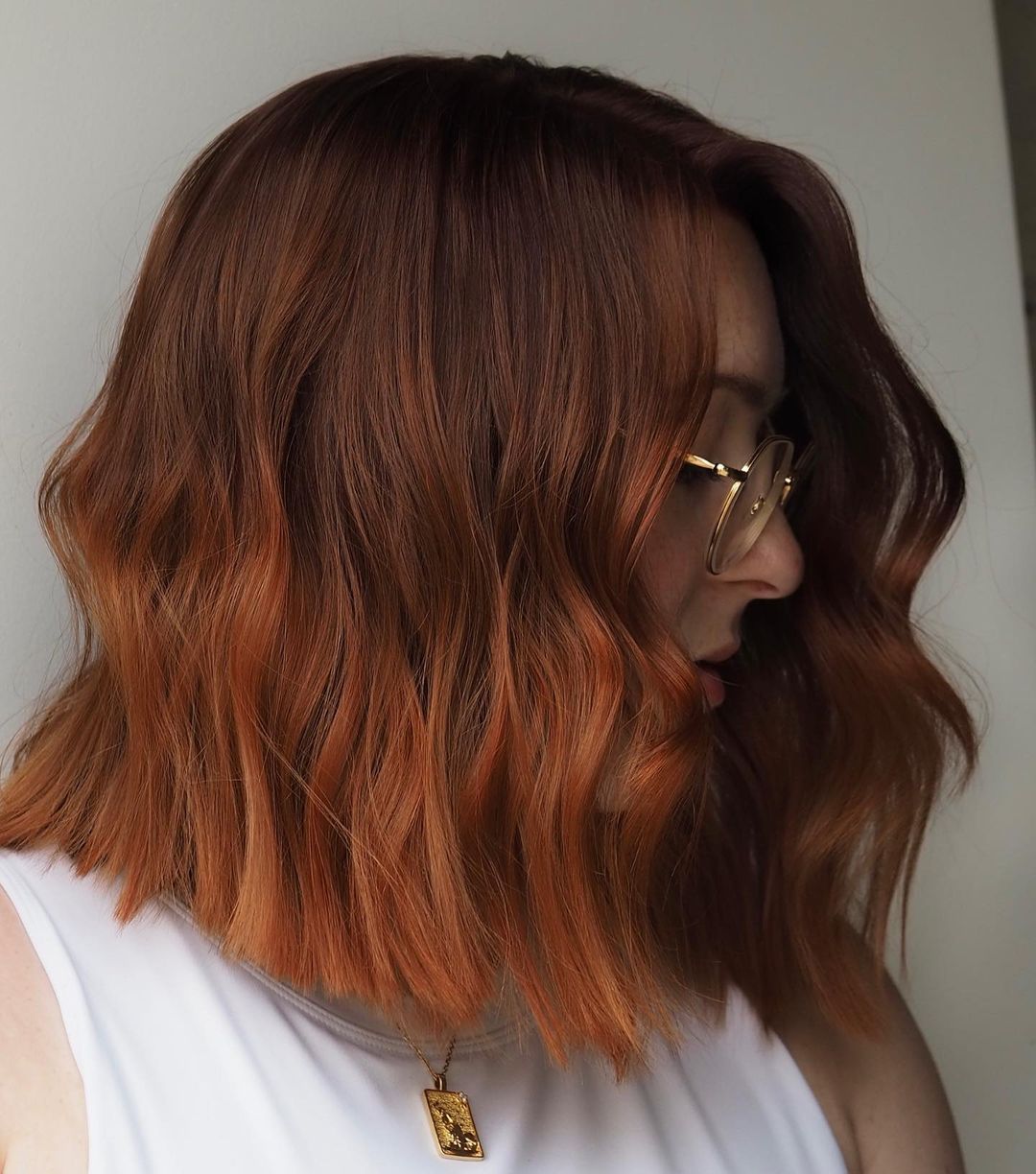 Strawberry Copper Ombre Dark Hair