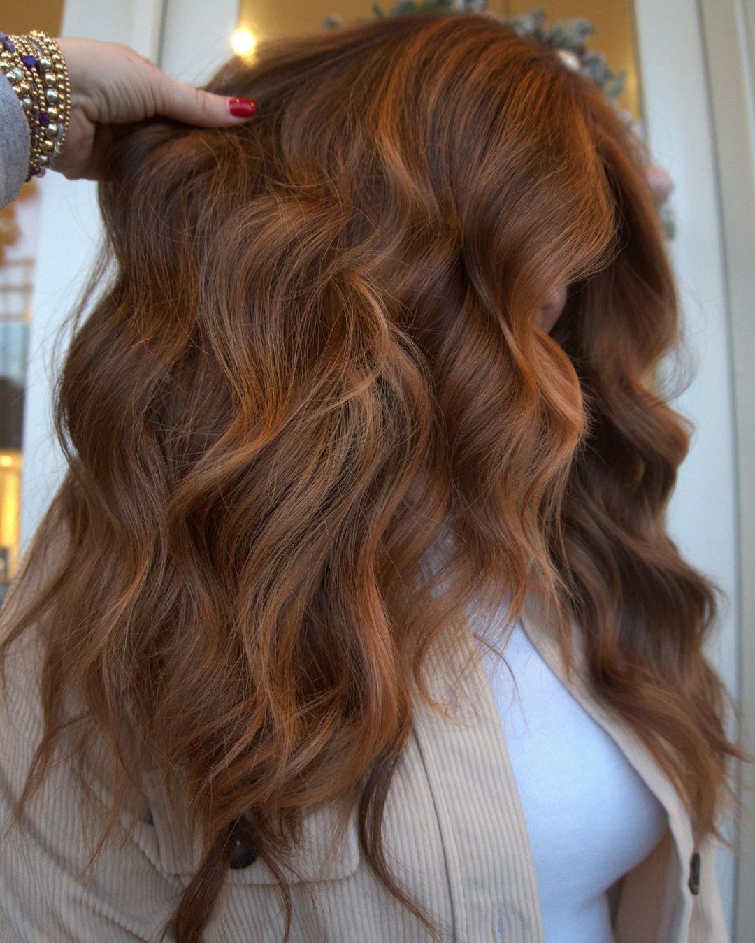 Soft Light Copper Wavy Hair