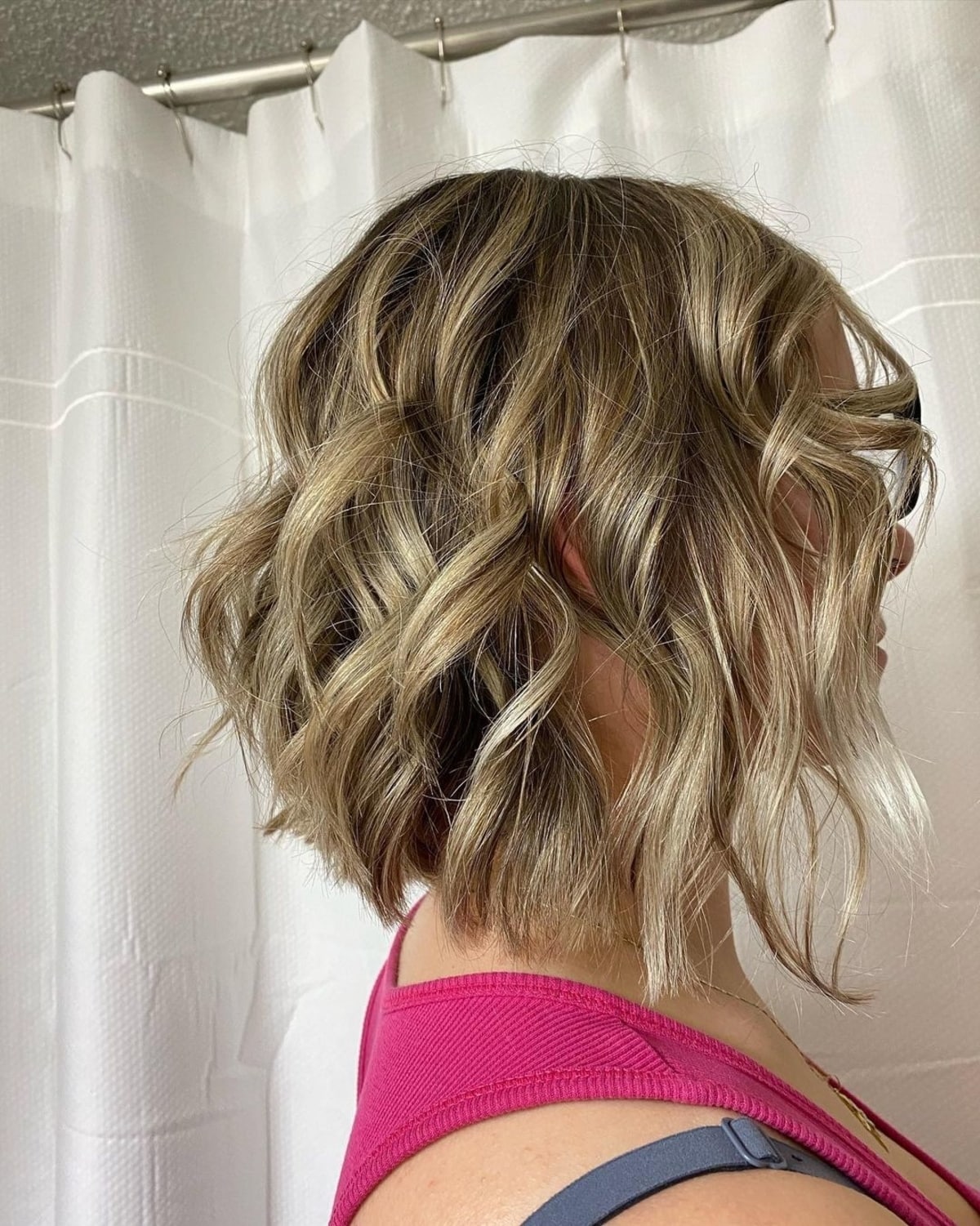 Angled bob for curly wavy hair