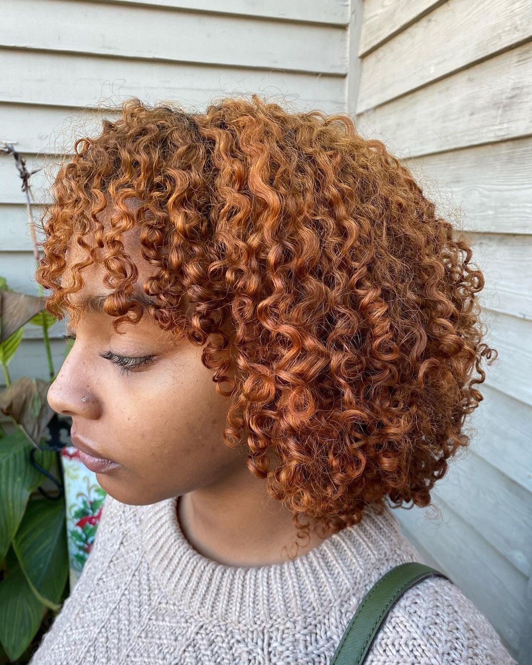 Layered Naturally Curly Bob with Bangs