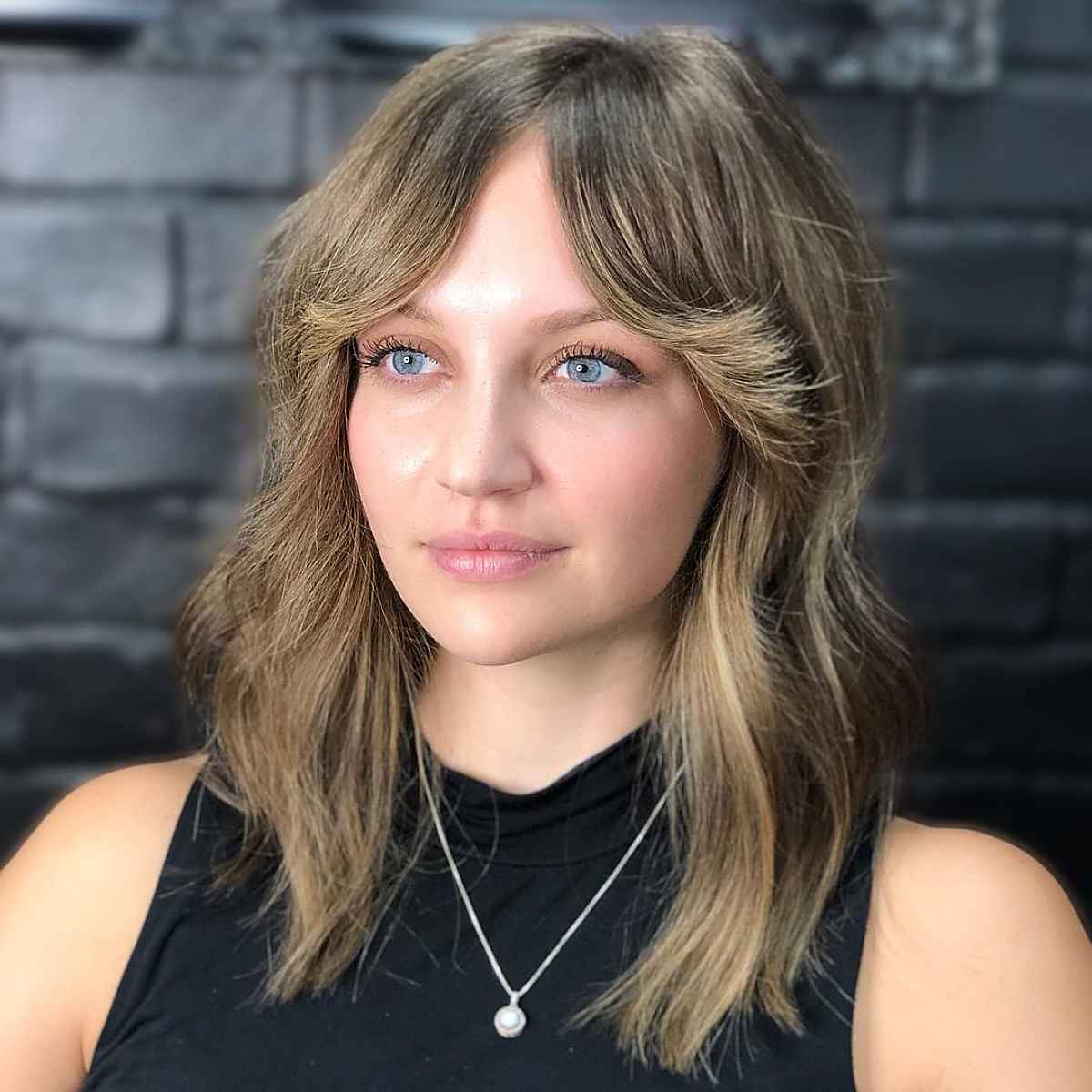 Soft Medium Shag with Bardot Bangs