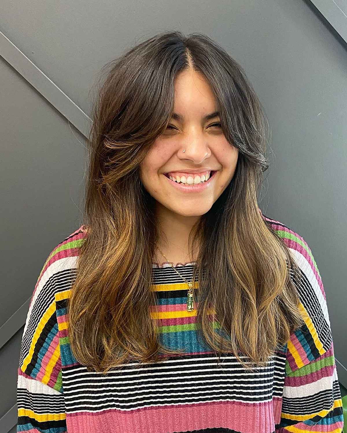 Layered Curtain Bangs on Long Hair