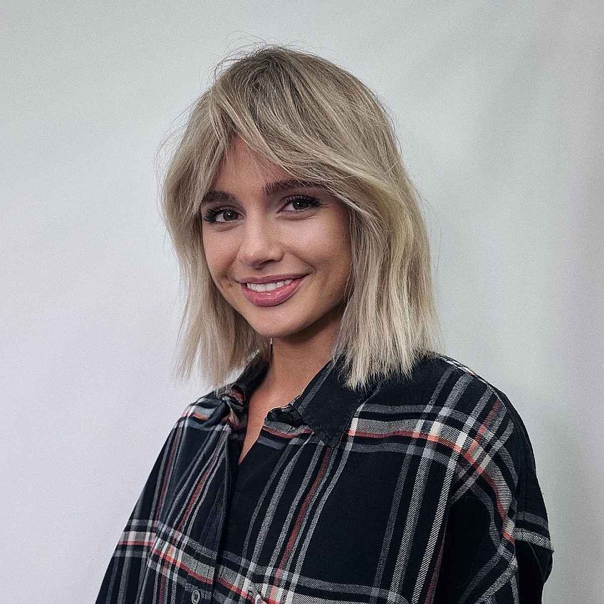 Long Choppy Bob with Curtain Bangs