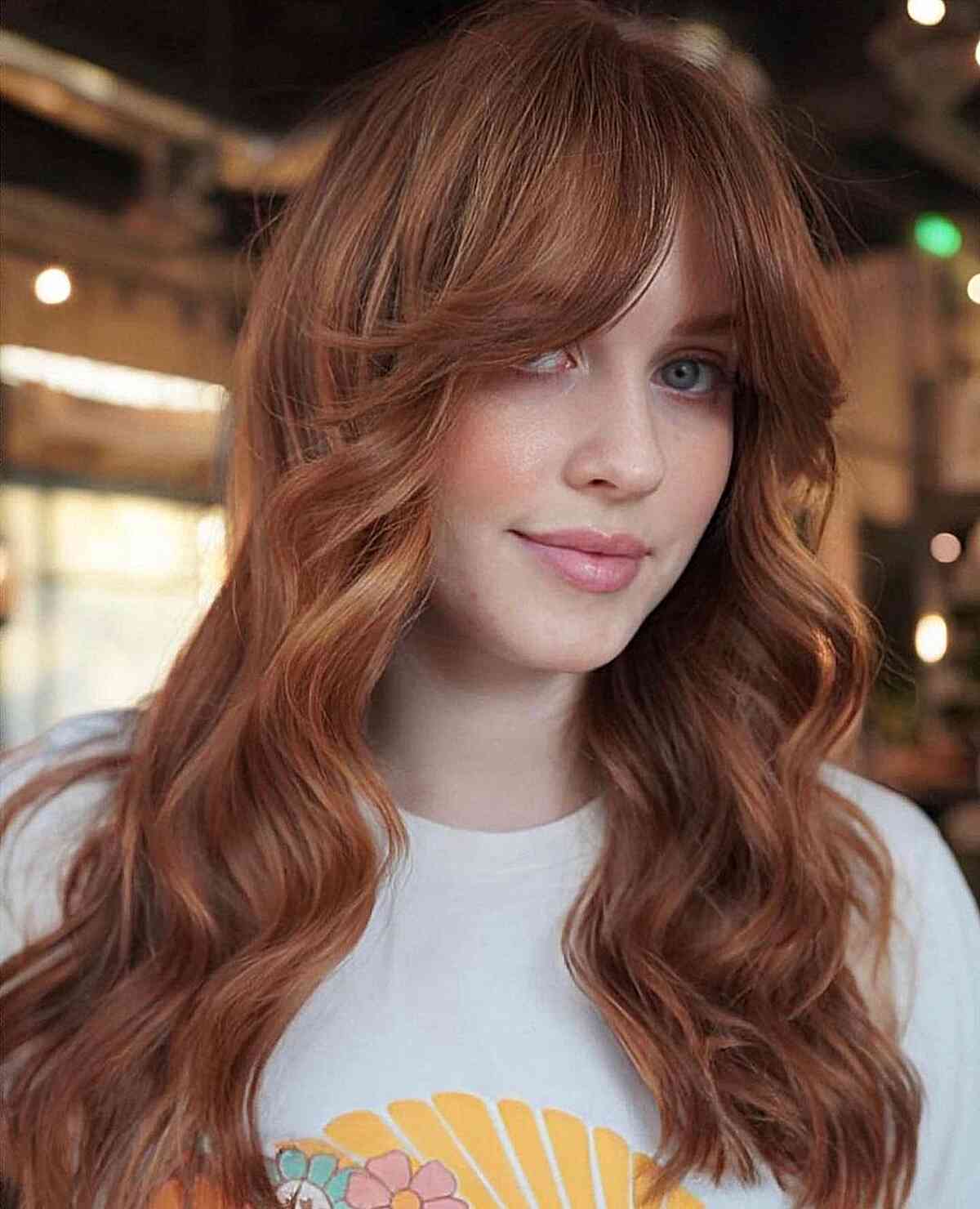 Ginger Softly Layered Curtain Fringe for women in their 30s with long hair