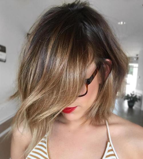 Tousled Light Brown Balayage Bob