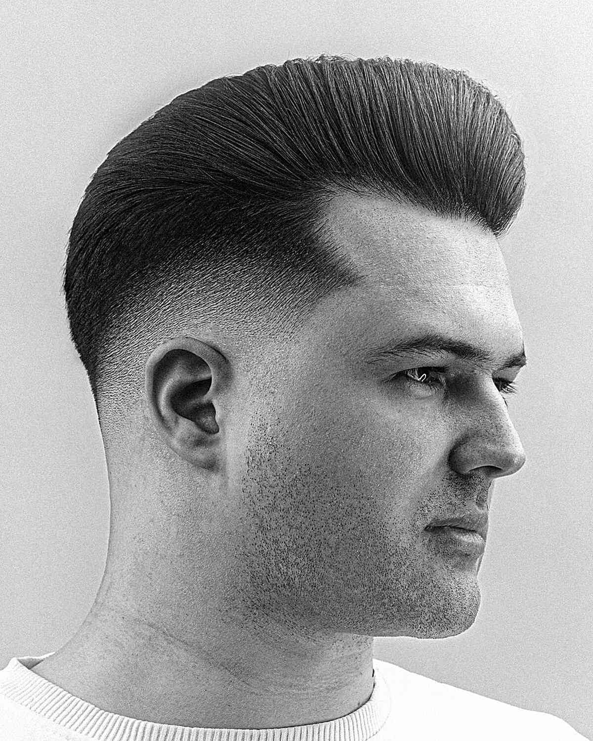 Clean Slick Pompadour Fade