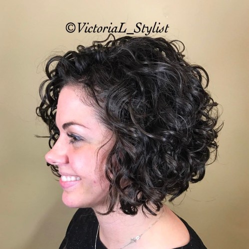 Short Curly Black Bob