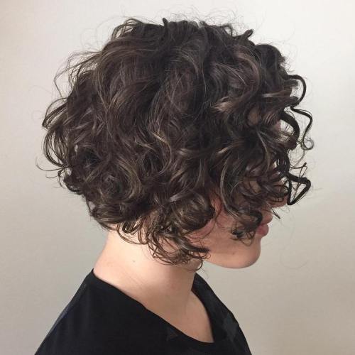 Short Curly Brunette Bob