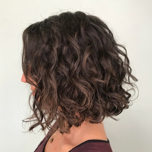 Collarbone Curly Brown Bob