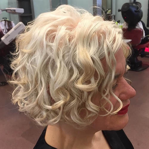 Short Curly Blonde Bob