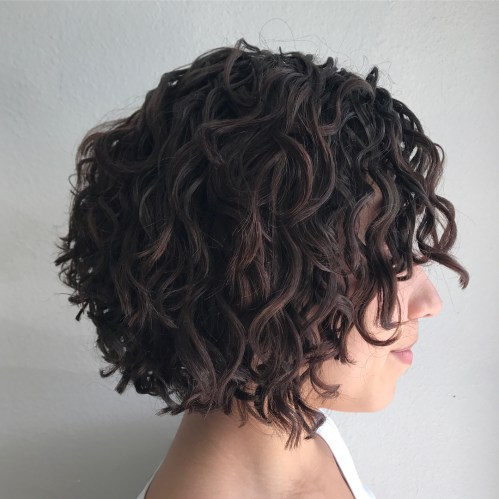 Curly Brunette Bob