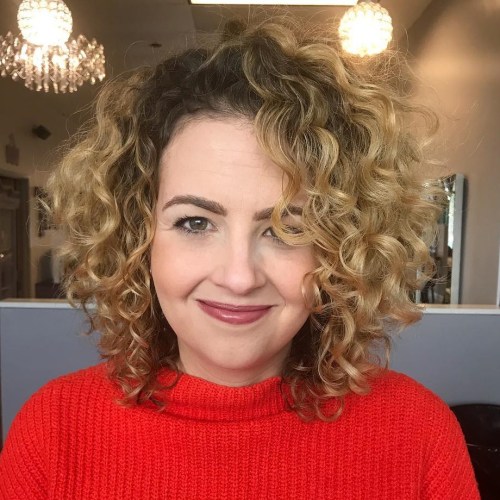 Shoulder-Length Curly Dark Blonde Hairstyle