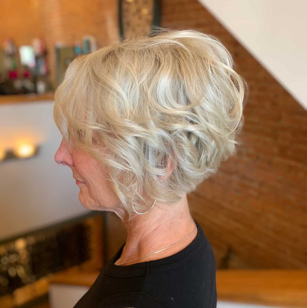 Wash and Wear Textured Bob hairdo for a woman in her sixties