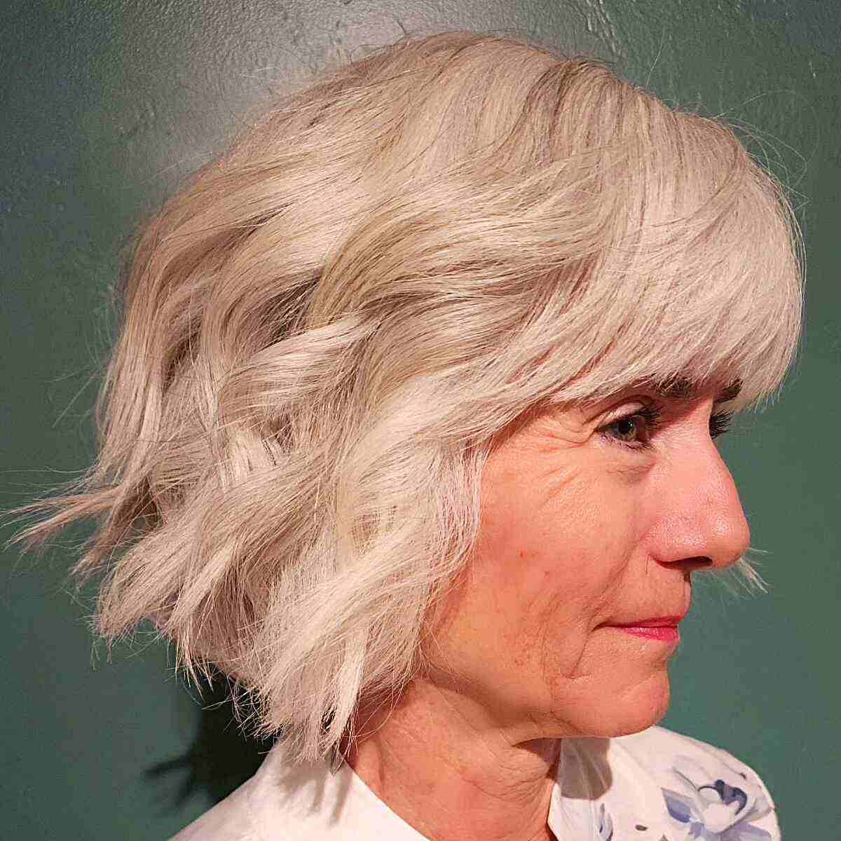 Fresh Textured Bob Cut for Women Over 60 with Aging Hair