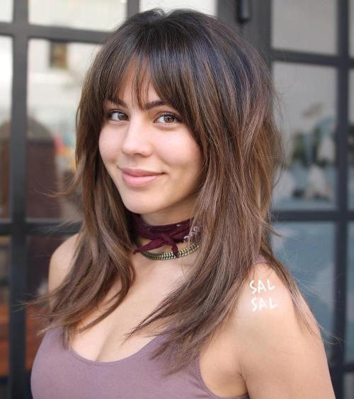 Long Layered Haircut With Bangs