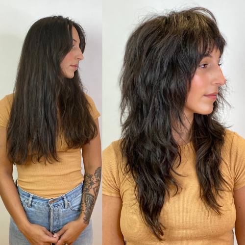 Voluminous Long Wolf Cut Before and After