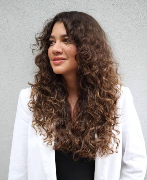 Neat Long Shag for Natural Curly Hair