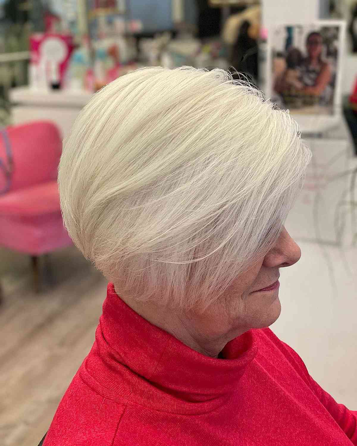 Natural Grey Short Stacked Bob with Layers