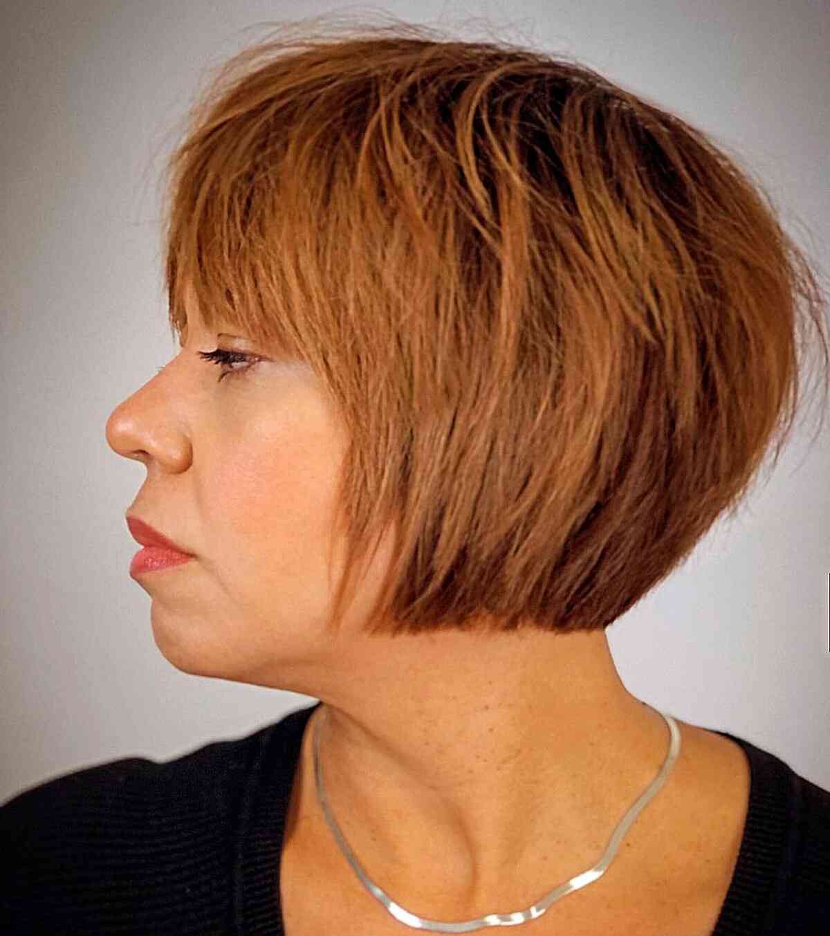 Short Copper Stacked Bob Cut