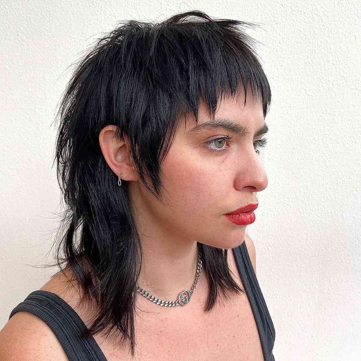 Choppy Textured Wolf Cut Mullet on Straight Hair