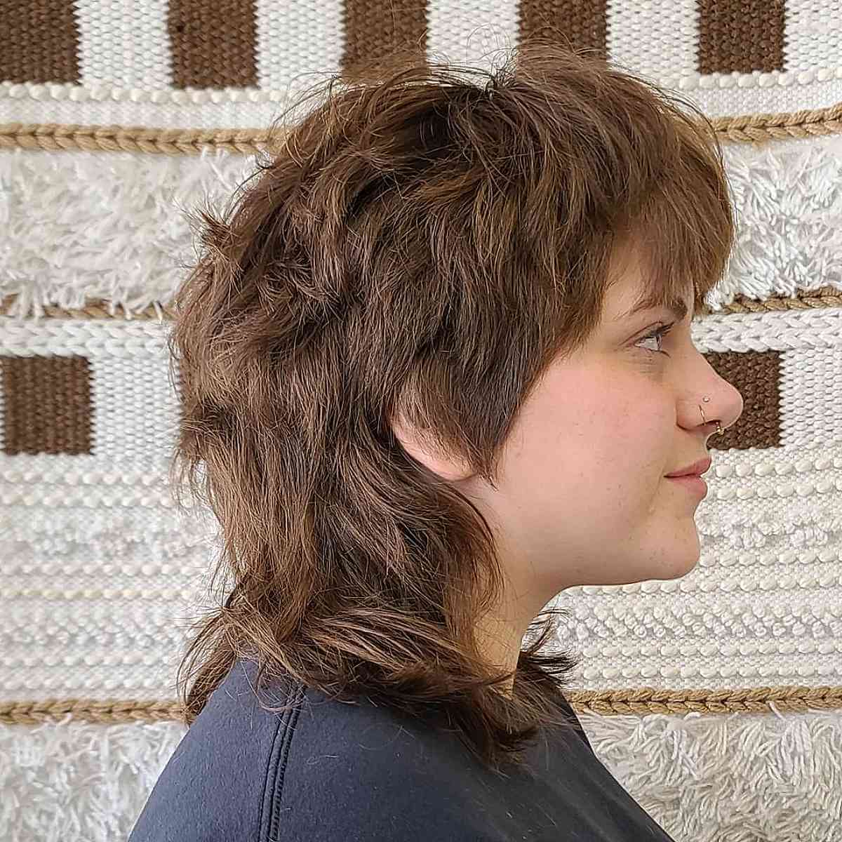 Medium-Length Wolf Cut Shaggy Mullet on Thick Hair